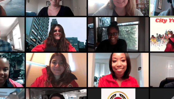 Zoom screenshot of 12 City Year AmeriCorps members meeting